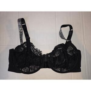 VICTORIAS SECRET LUXE LINGERIE VERY SEXY UNLINED DEMI BRA FLORAL LACE BLK 38DDD